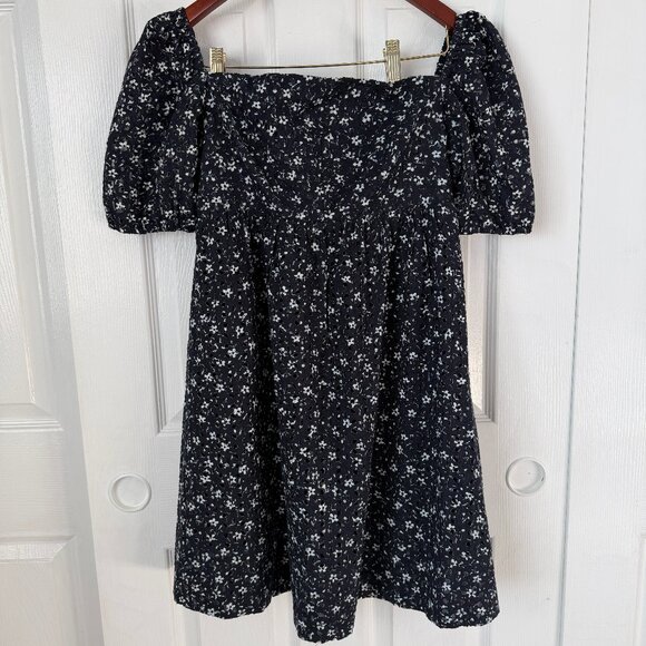 Maeve Babydoll Smocked Coquette Flowy Puff Square Off Shoulder Floral Dress 6 - Picture 2 of 8